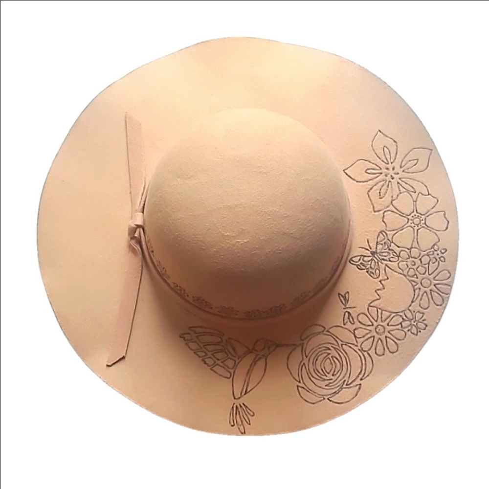 Artist Burned Soft Brim Hat Gardencore Cottagecore Bohemian Floral Casual